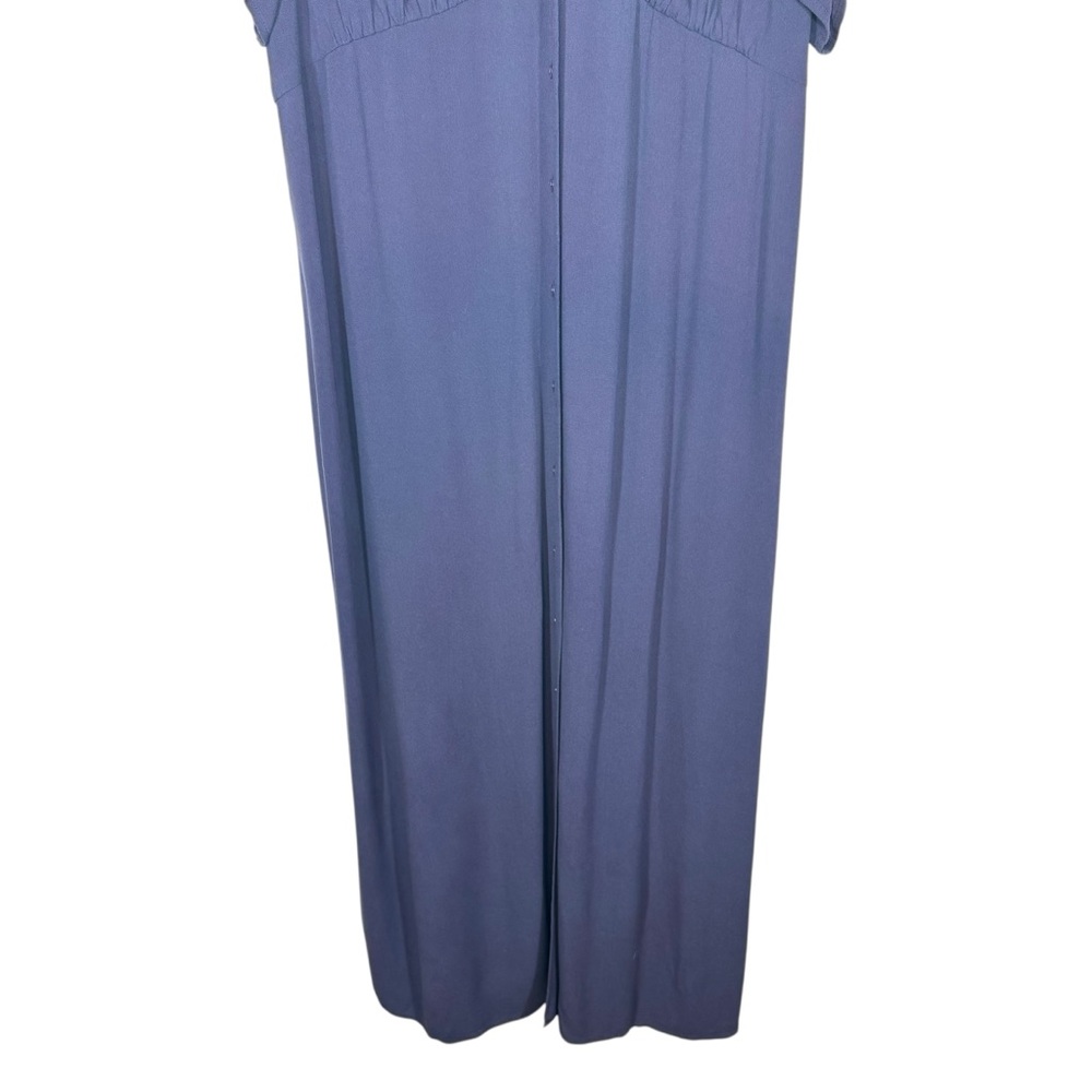 Old Navy Blue Volcanic Glass Waist Defined Midi Dress Sz XL Boho V Neck Peasant - Picture 4 of 14